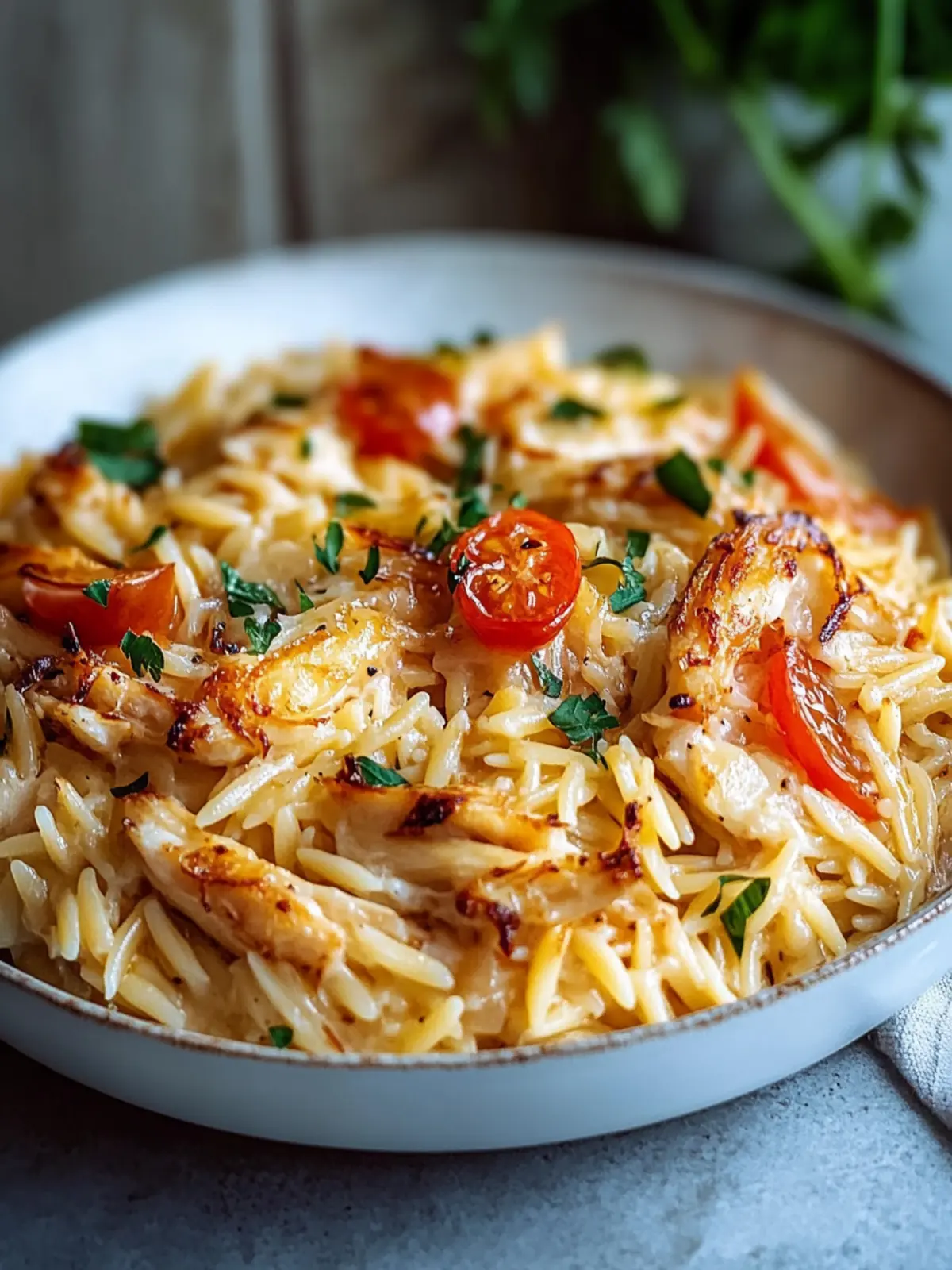 Französisches Zwiebelhähnchen-Orzo-Auflauf: Herzhaft und Köstlich 2 Französisches Zwiebelhähnchen-Orzo-Auflauf