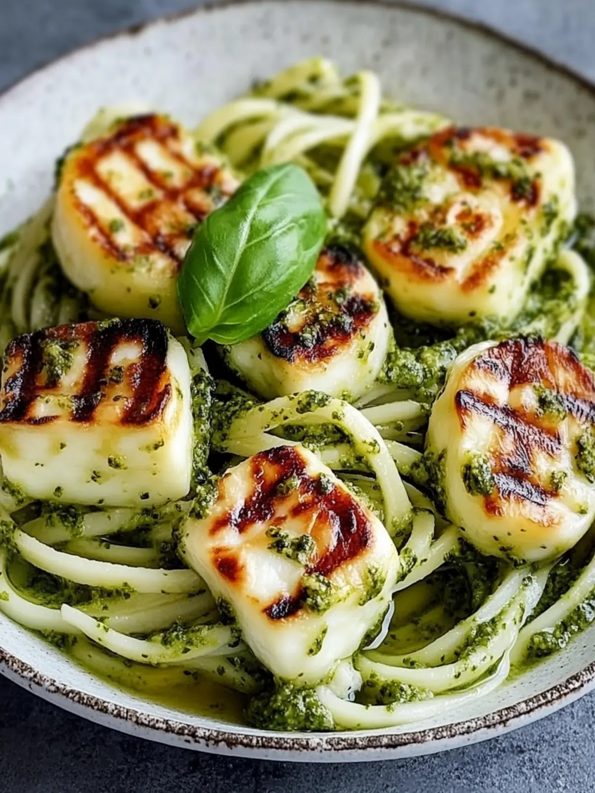 Halloumi mit Zucchini-Pesto-Nudeln: Blitzschnell & Lecker! 3 Halloumi mit Zucchini-Pesto-Nudeln
