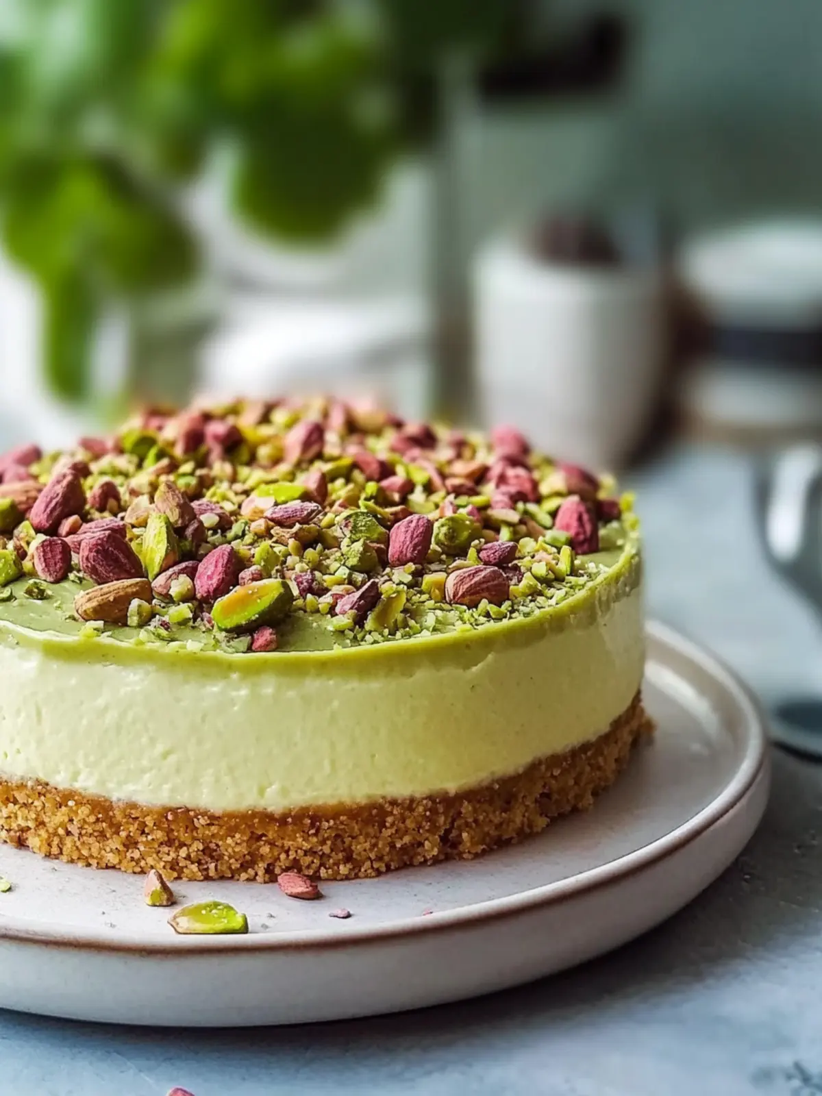 Pistazien-Käsekuchen mit Pistazien-Topping: Cremiger Genuss 3 Pistazien-Käsekuchen mit Pistazien-Topping