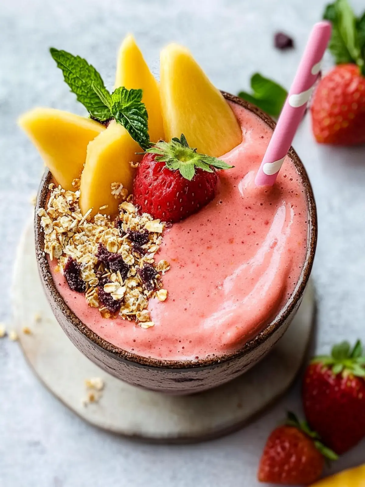 Erdbeer-Mango-Smoothie-Schüssel: Gesund & Schnell Mixen! 4 Erdbeer-Mango-Smoothie-Schüssel