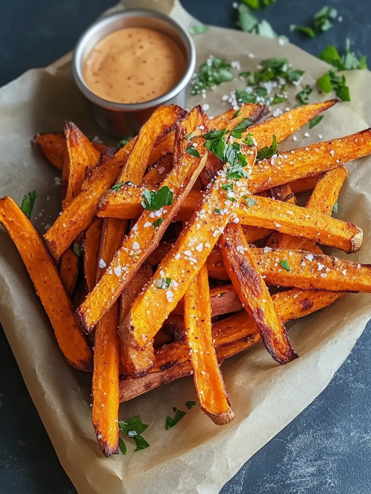 Krosse Süßkartoffel-Pommes aus dem Ofen für den perfekten Snack 4 Crispy Sweet Potato Fries from the Oven