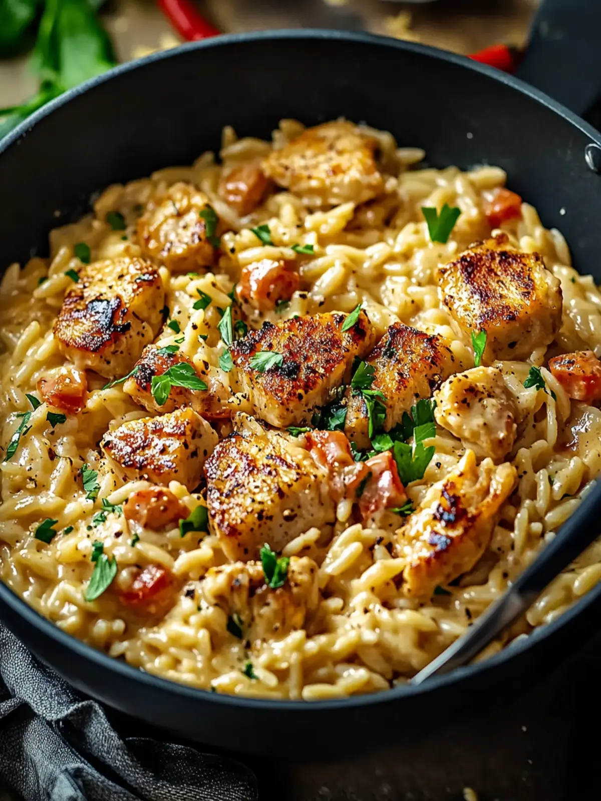 Beruhigendes Ein-Topf Cajun Hühnchen Alfredo Orzo für Soulfood 2 Beruhigendes Ein-Topf Cajun Hühnchen Alfredo Orzo
