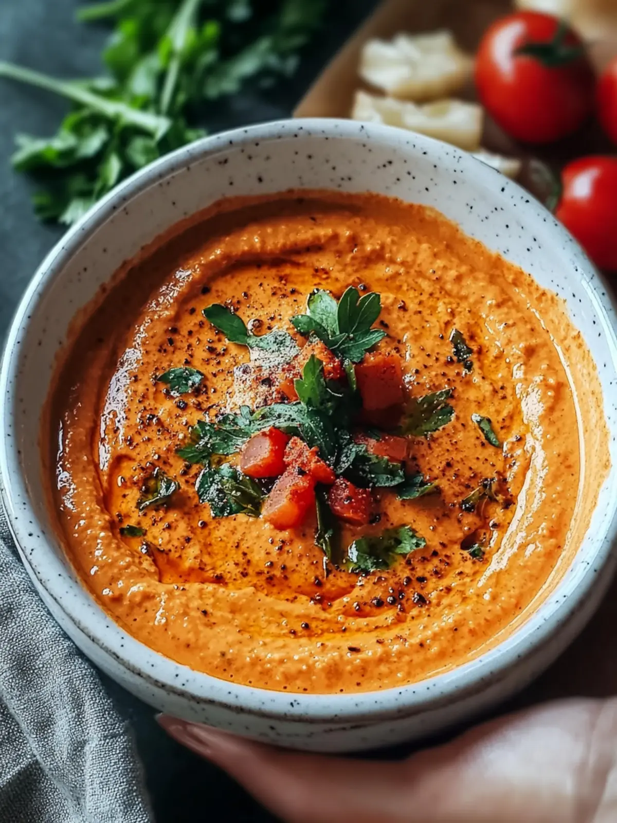 Cremiger gerösteter Paprika-Dip für unvergessliche Snacks 3 Cremiger gerösteter Paprika-Dip