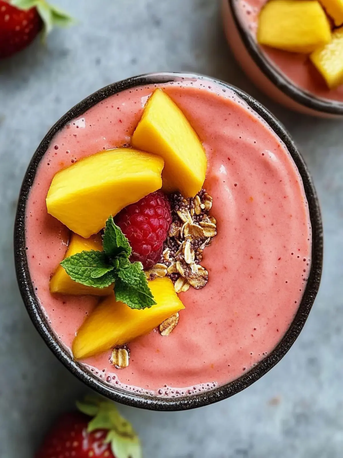 Erdbeer-Mango-Smoothie-Schüssel: Gesund & Schnell Mixen! 2 Erdbeer-Mango-Smoothie-Schüssel