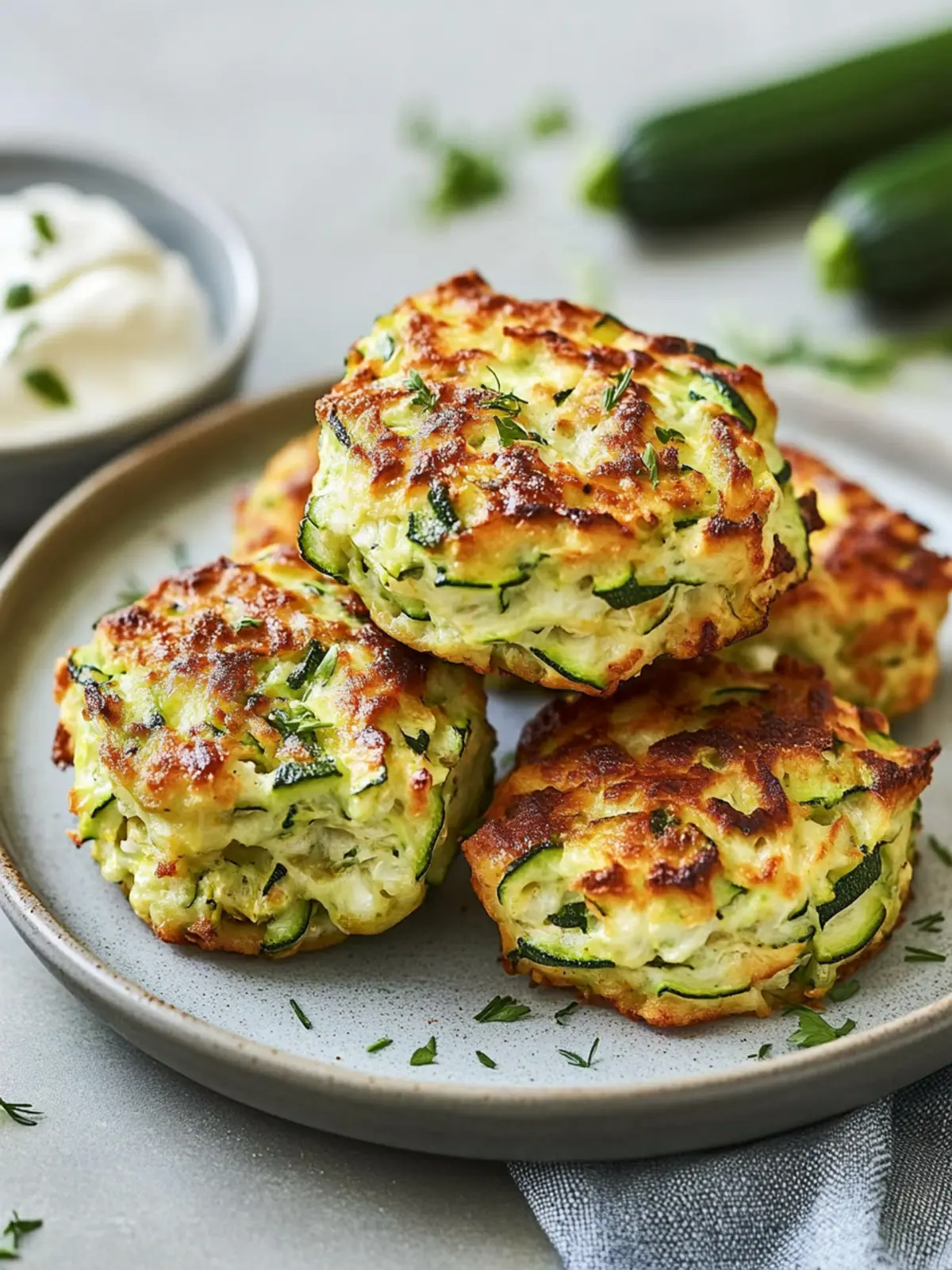 Krosse Zucchini-Puffer mit frischem Dill in 30 Minuten 5 Zucchini-Puffer