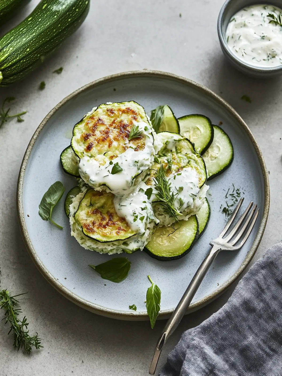 Krosse Zucchini-Puffer mit frischem Dill in 30 Minuten 2 Zucchini-Puffer