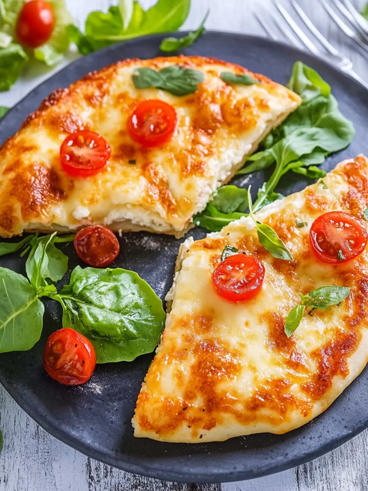 Low-Carb-Schinken-Mozzarella-Pfannkuchen mit frischem Salat geniessen 3 Low-Carb-Schinken-Mozzarella-Pfannkuchen mit Salat