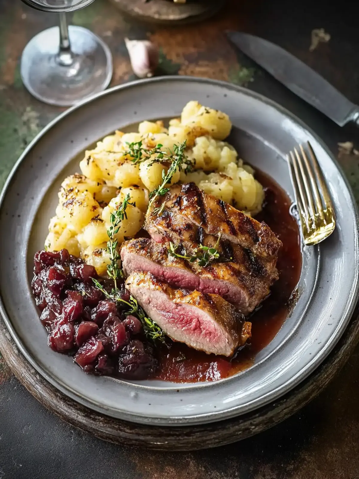 Barbarie-Entenbrust mit Rotweinsauce und Kartoffelpüree für Festtage 3 Barbarie-Entenbrust mit Rotweinsauce und Kartoffelpüree