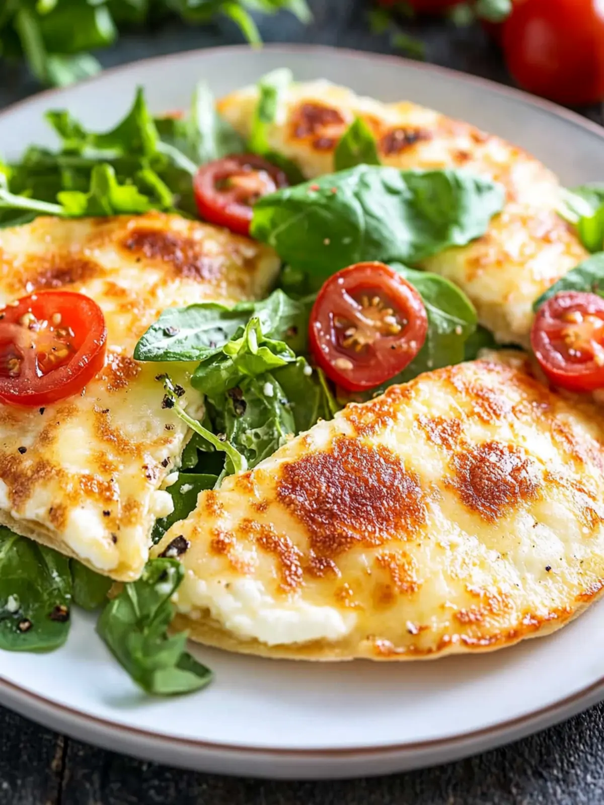 Low-Carb-Schinken-Mozzarella-Pfannkuchen mit frischem Salat geniessen 5 Low-Carb-Schinken-Mozzarella-Pfannkuchen mit Salat