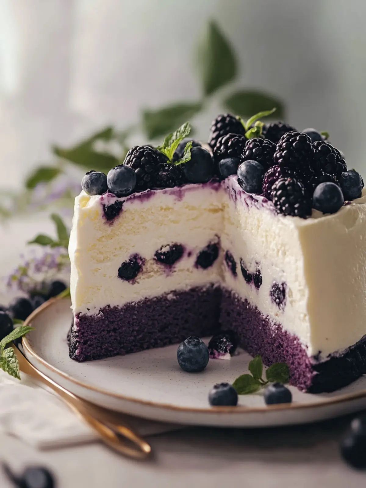 Saftiger Blaubeer Chiffon Kuchen mit cremiger Füllung 4 Blaubeer Chiffon Kuchen