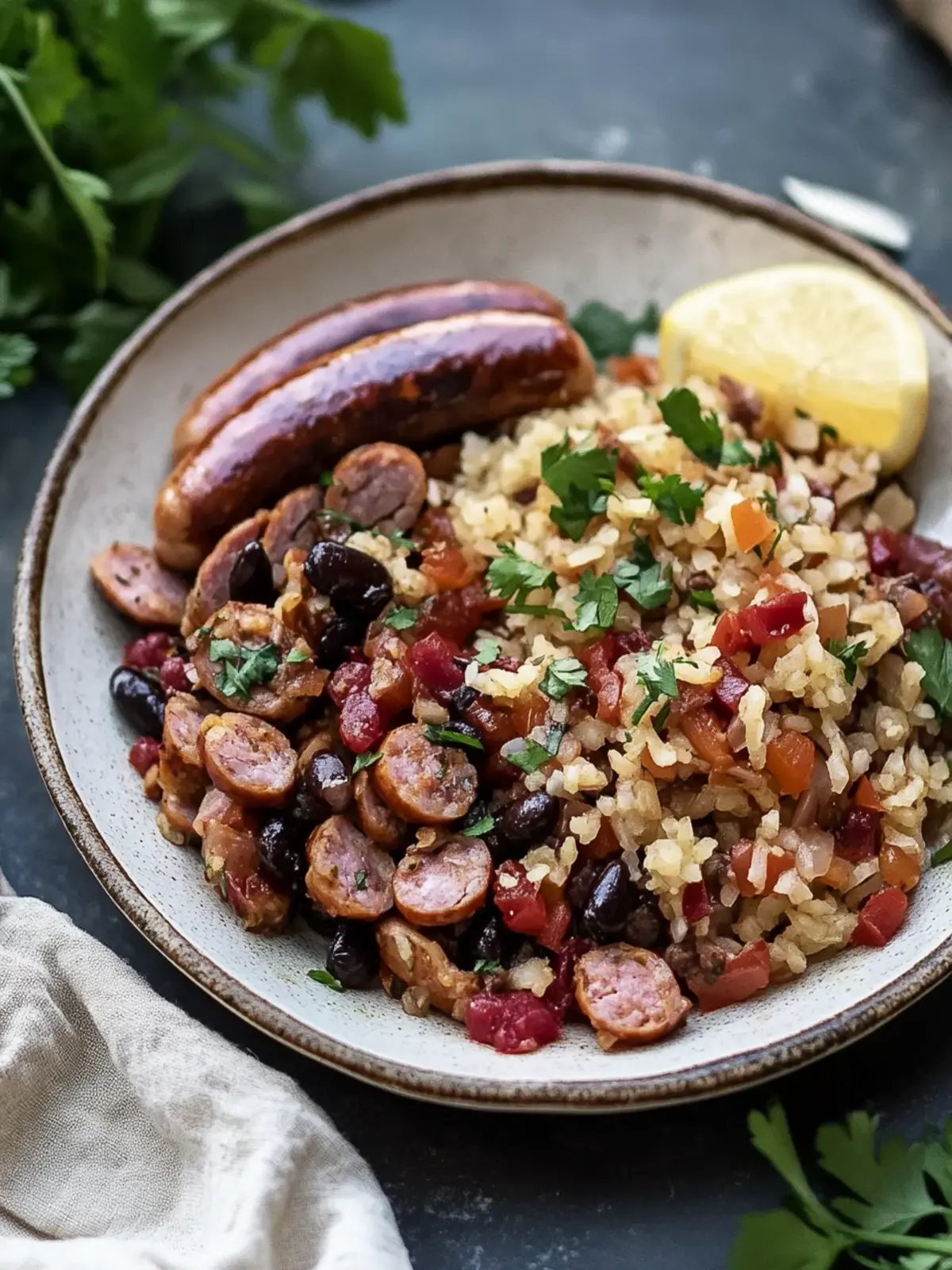 Herzhafte schwarze Bohnen und Reis mit Wurst: Ein Geschmackserlebnis 5 Herzhafte schwarze Bohnen und Reis mit Wurst