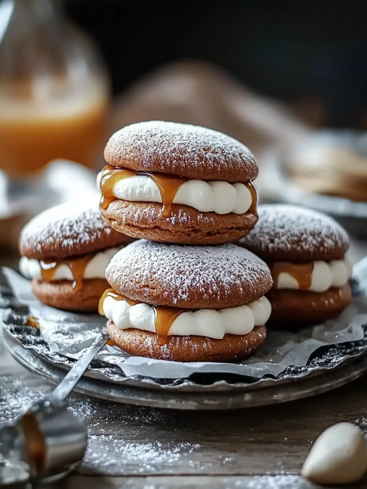 Apfelwein Whoopie-Pie-Kekse mit Karamell