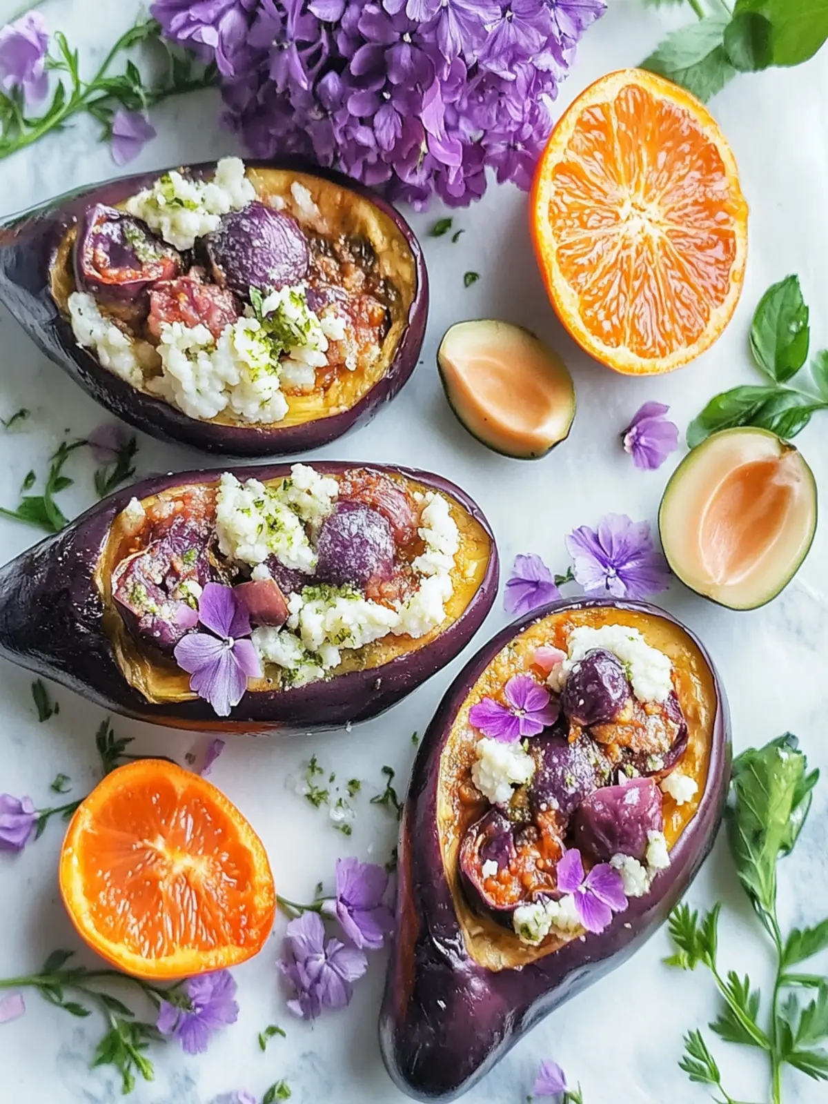 Köstliche gefüllte Auberginen mit Quinoa und Feta genießen 4 Gefüllte Auberginen