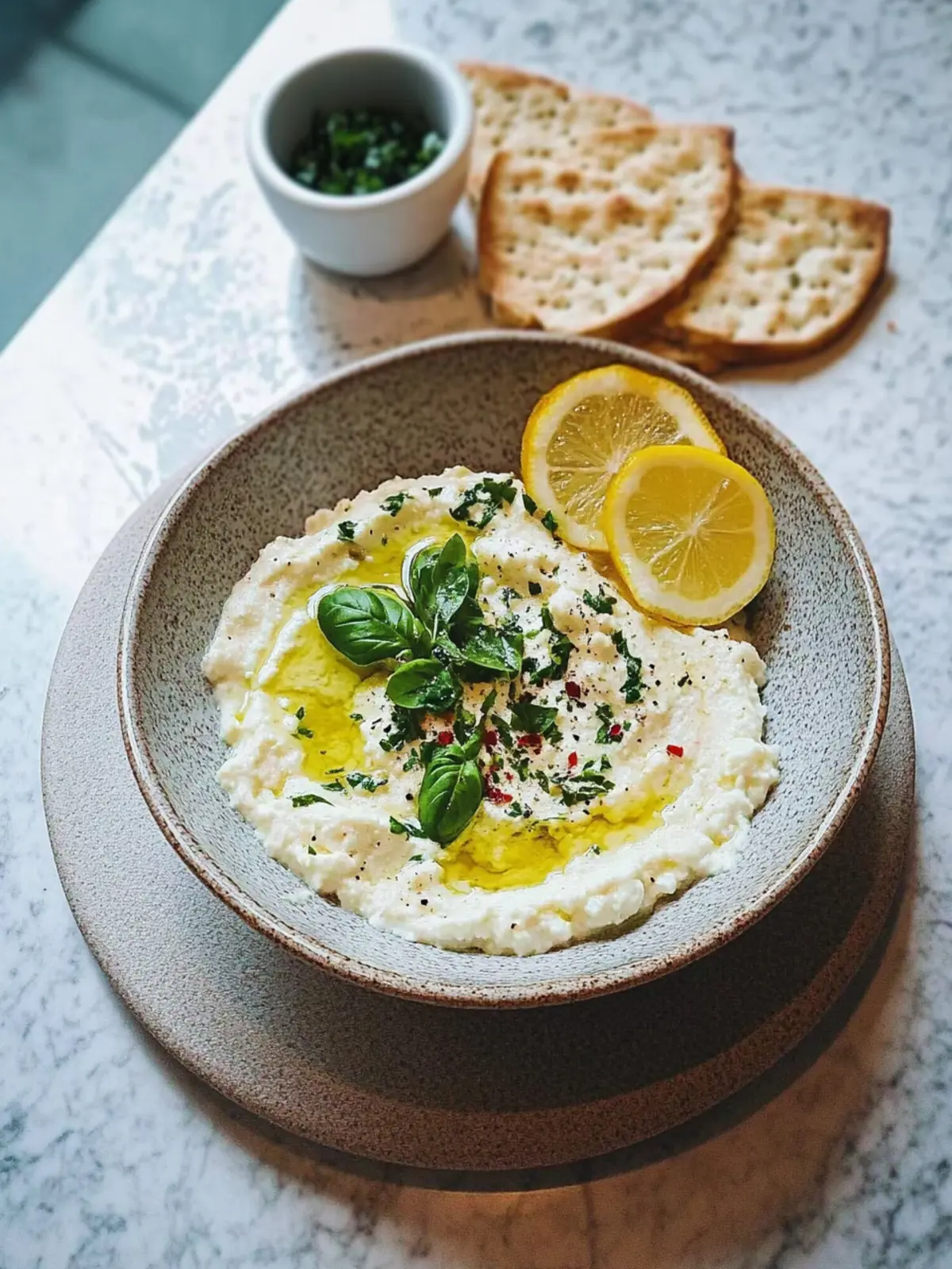 Veganer geschlagener Feta-Dip mit Kräutern für Genussmoment 4 Veganer geschlagener Feta-Dip mit Kräutern