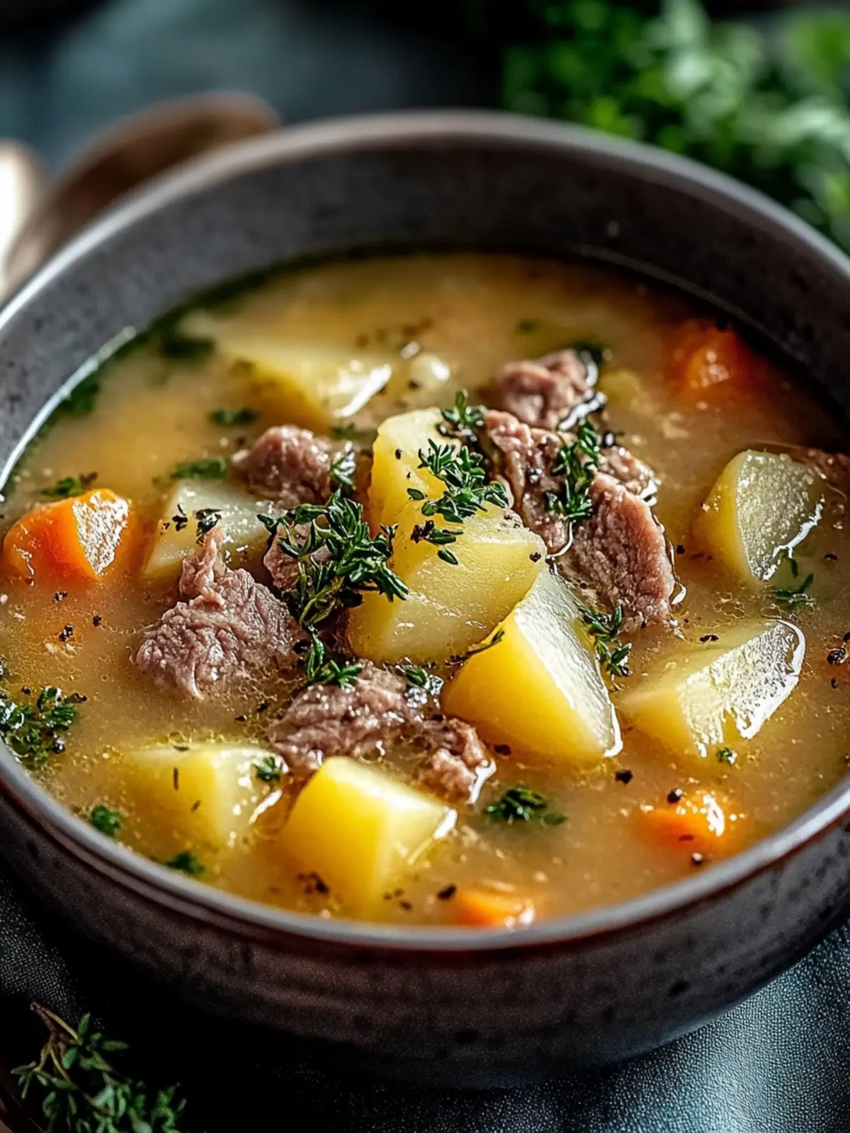 Rindfleisch- und Kartoffelsuppe für gemütliche Winterabende 2 Rindfleisch- und Kartoffelsuppe