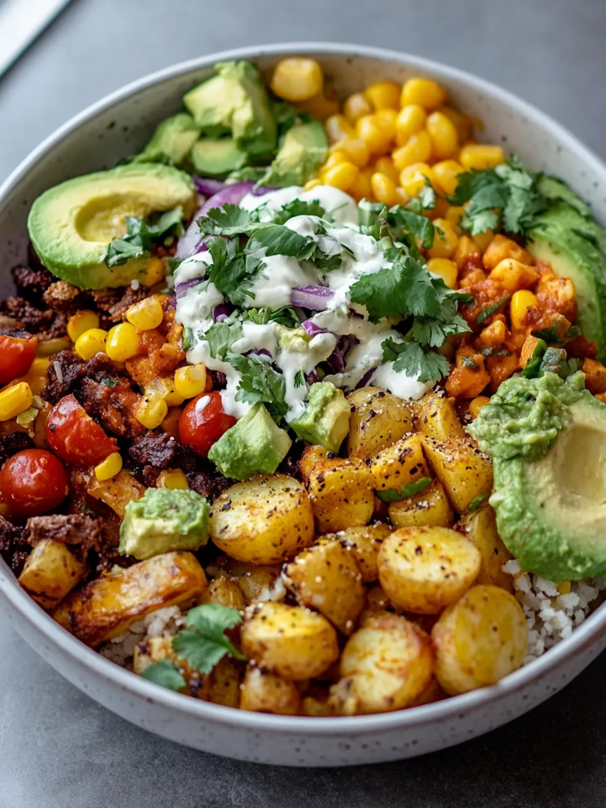 Köstliche Veggie-Taco-Bowl mit Kartoffeln für schnelle Genussmomente 2 Köstliche Veggie-Taco-Bowl mit Kartoffeln
