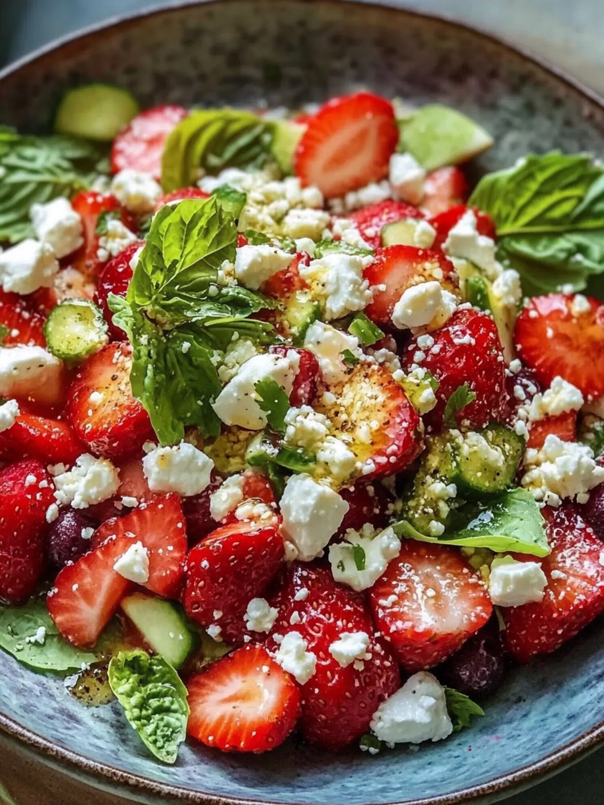 Knuspriger Erdbeer-Romana-Feta-Salat für erfrischende Sommermomente 4 Knuspriger Erdbeer-Romana-Feta-Salat