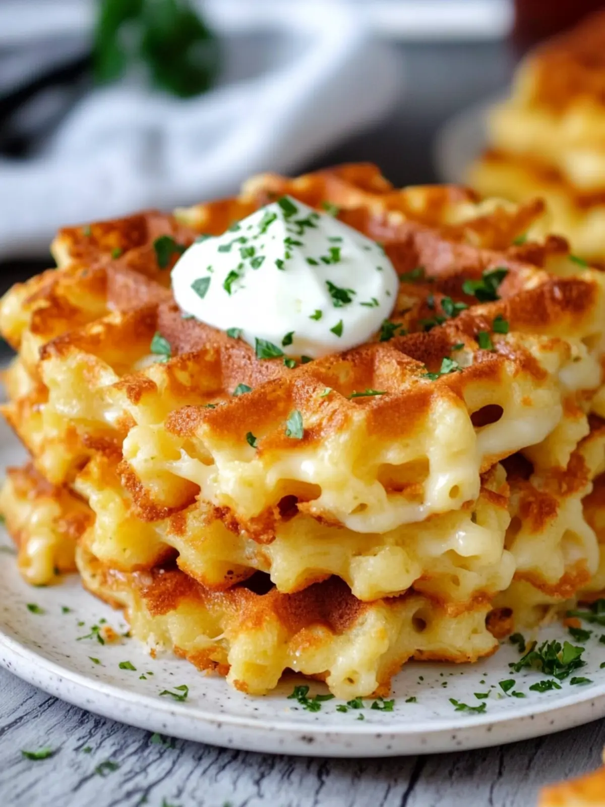 Bacon und Käse gefüllte Hashbrown Waffeln für deinen Brunch-Spaß 5 Bacon und Käse gefüllte Hashbrown Waffeln