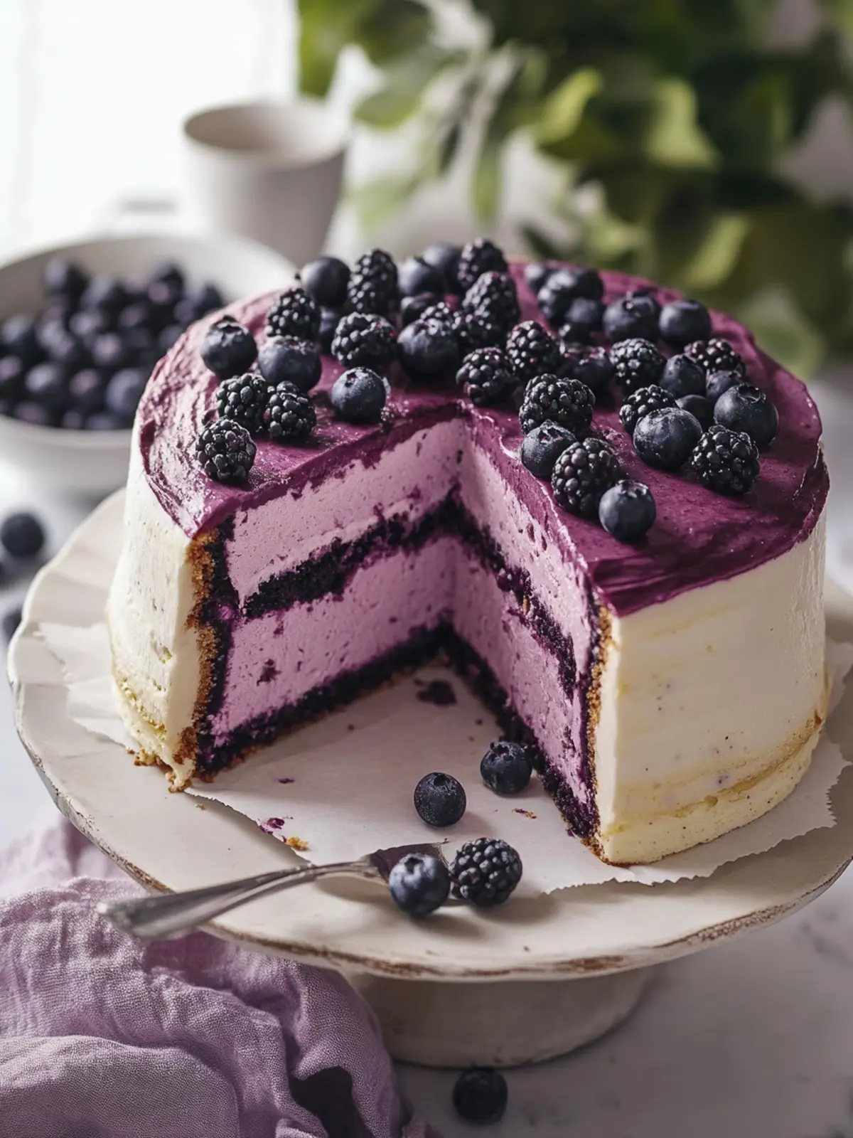 Saftiger Blaubeer Chiffon Kuchen mit cremiger Füllung 3 Blaubeer Chiffon Kuchen