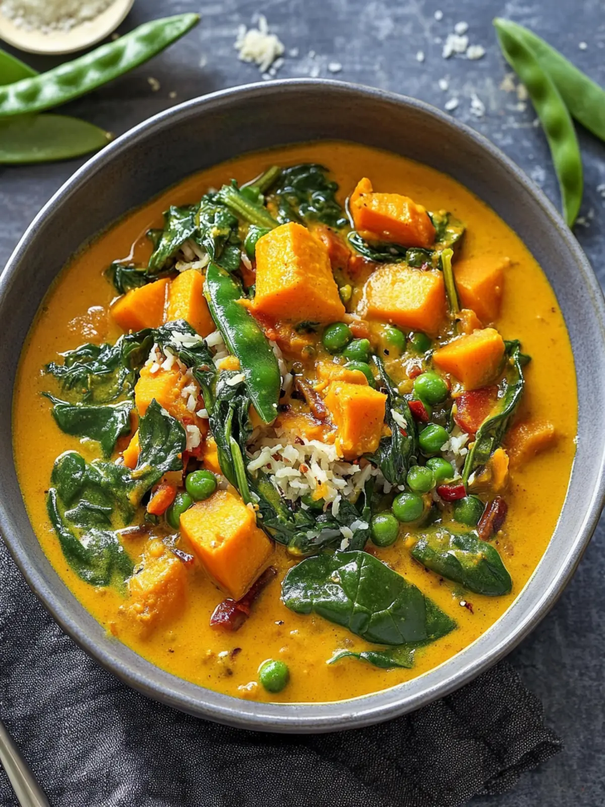 Herbstliches Kürbis-Curry mit Spinat und Zuckerschoten einfach selbst machen 5 Autumnal Kürbis-Curry mit Spinat und Zuckerschoten