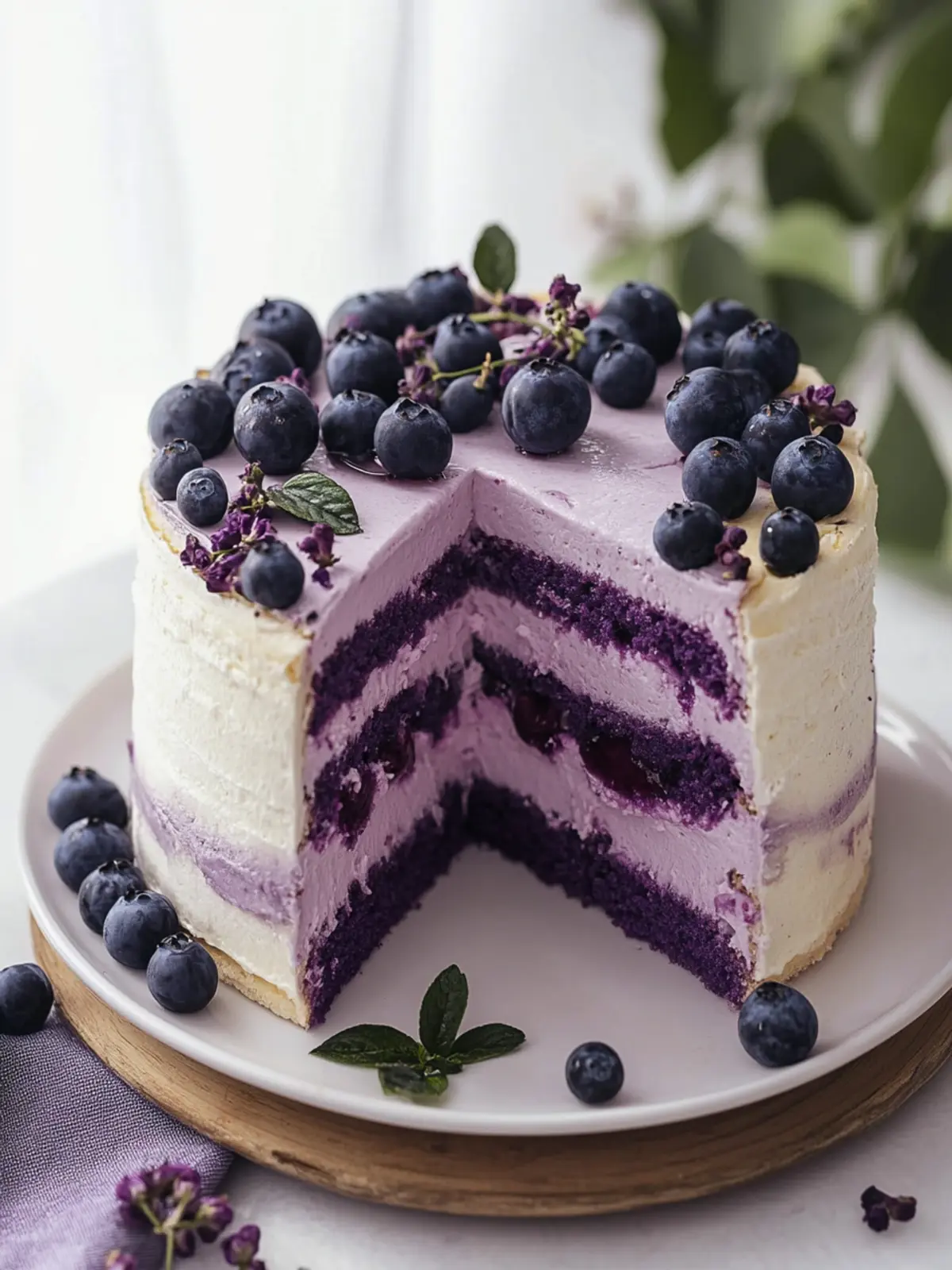 Saftiger Blaubeer Chiffon Kuchen mit cremiger Füllung 2 Blaubeer Chiffon Kuchen