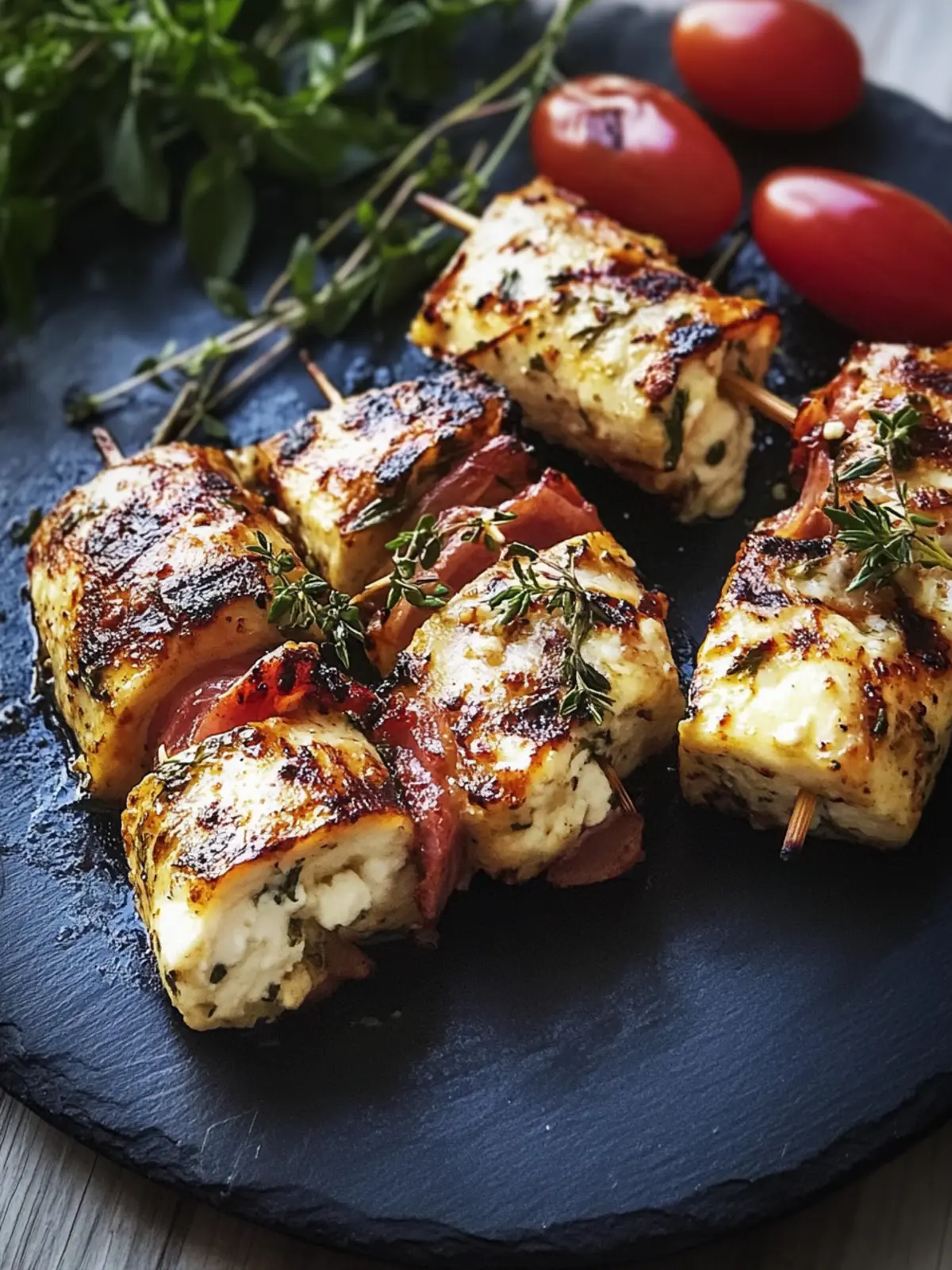 Gegrillte Feta-Schinkenröllchen