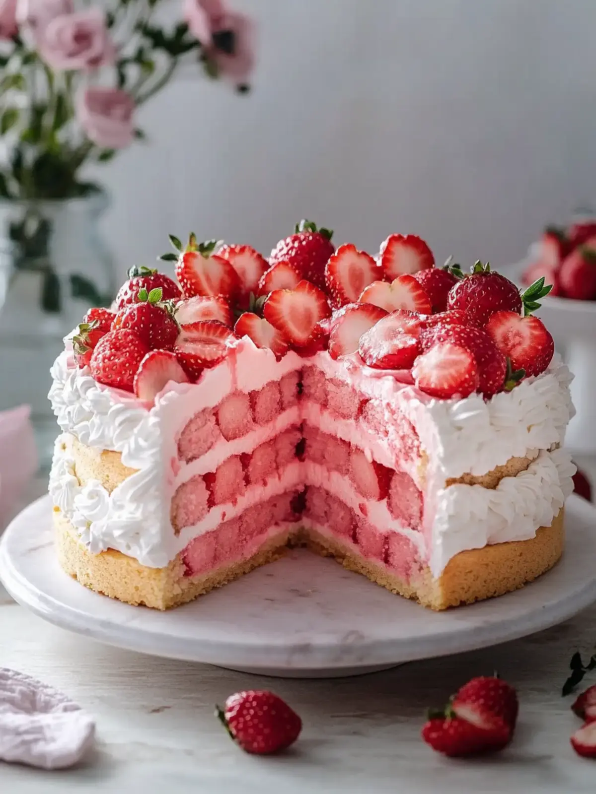 Saftiger Erdbeerkuchen mit cremigem Frosting für Genießer 3 Erdbeerkuchen