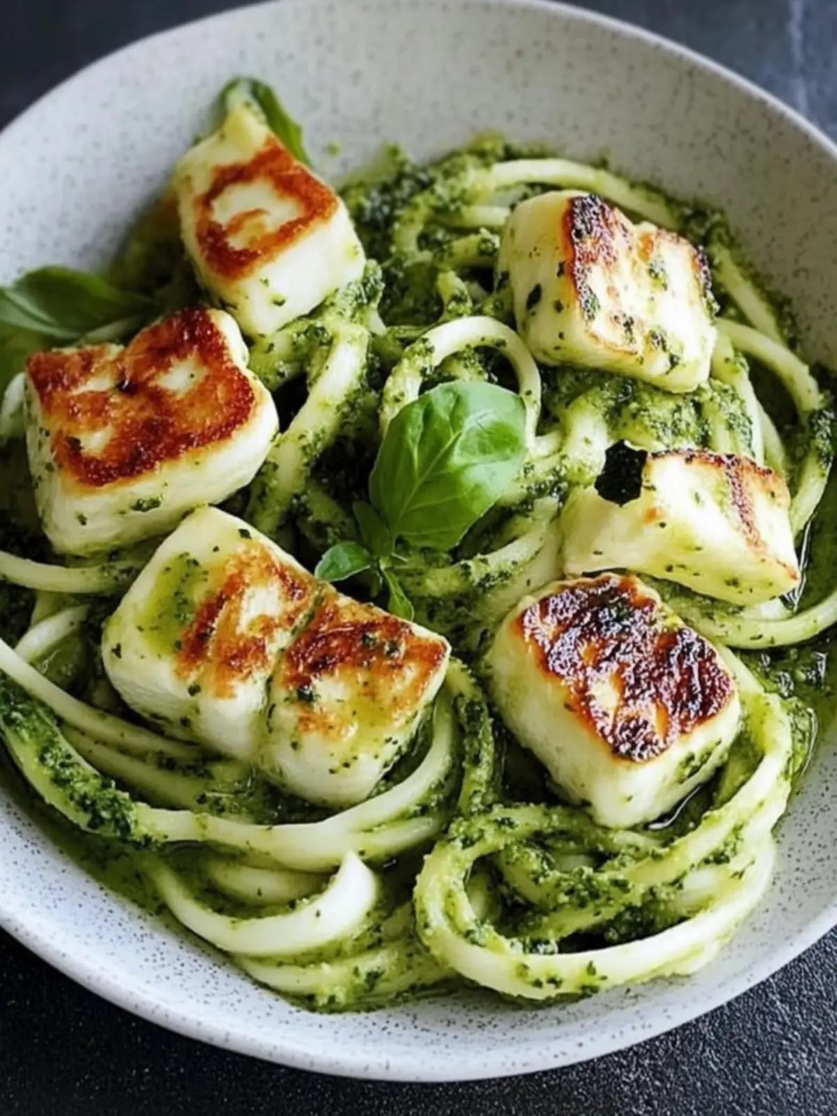 Halloumi mit Zucchini-Pesto-Nudeln: Blitzschnell & Lecker! 5 Halloumi mit Zucchini-Pesto-Nudeln