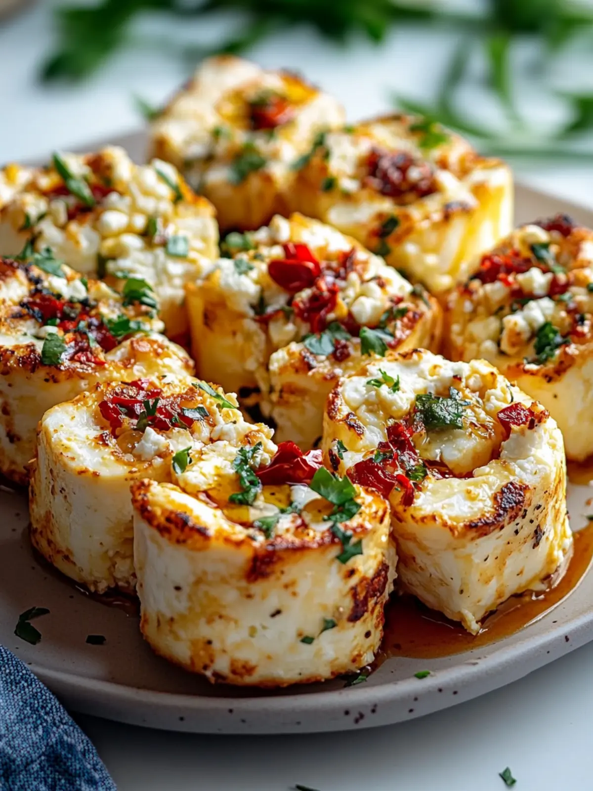 Würzige Feta-Rollen mit Chiliflocken für fröhliche Abende 3 Würzige Feta-Rollen mit Chiliflocken