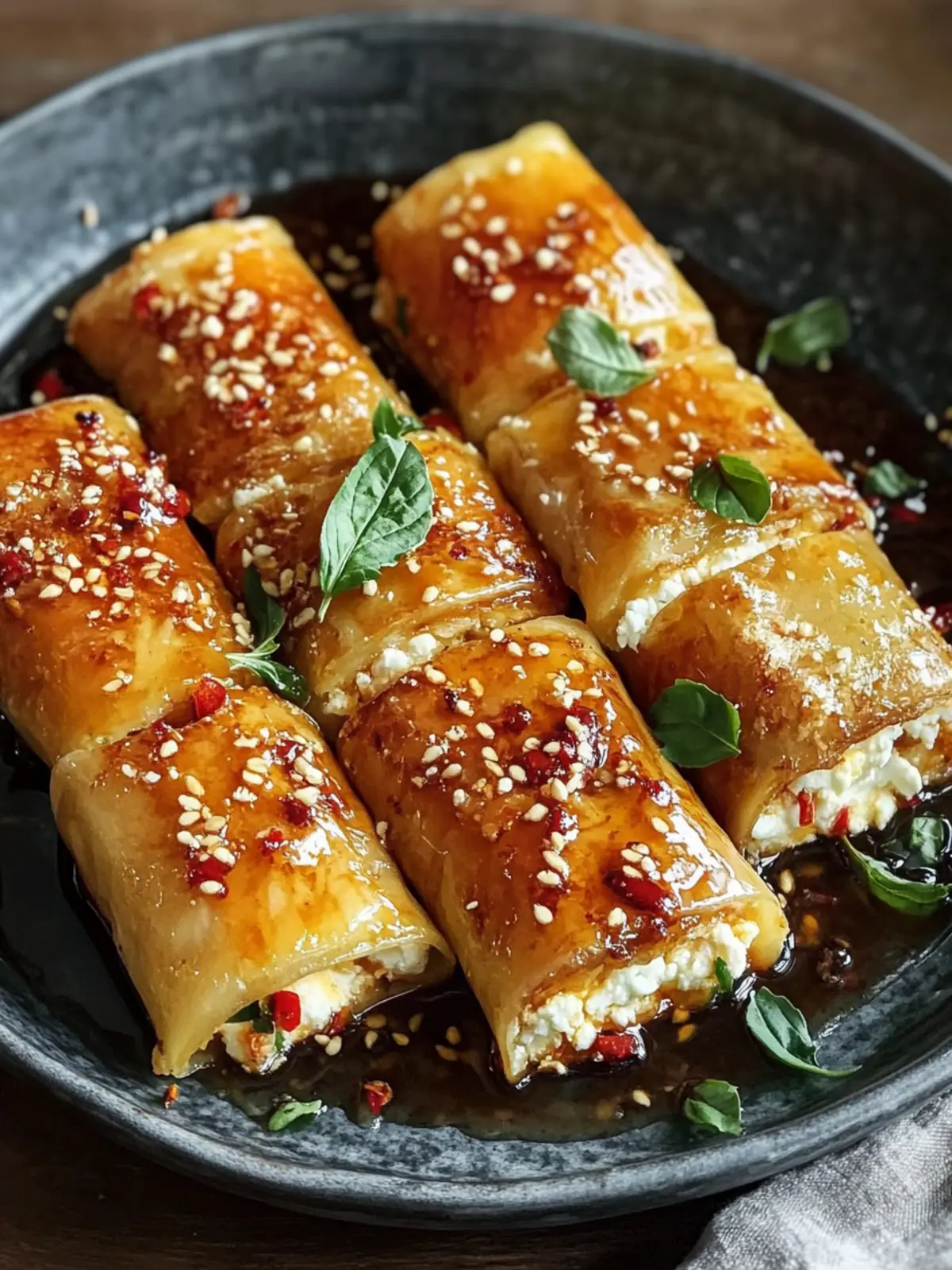 Ofen gebratene Feta-Rollen mit Chili-Honig – Einfach unwiderstehlich! 4 Ofen gebratene Feta-Rollen mit Chili-Honig