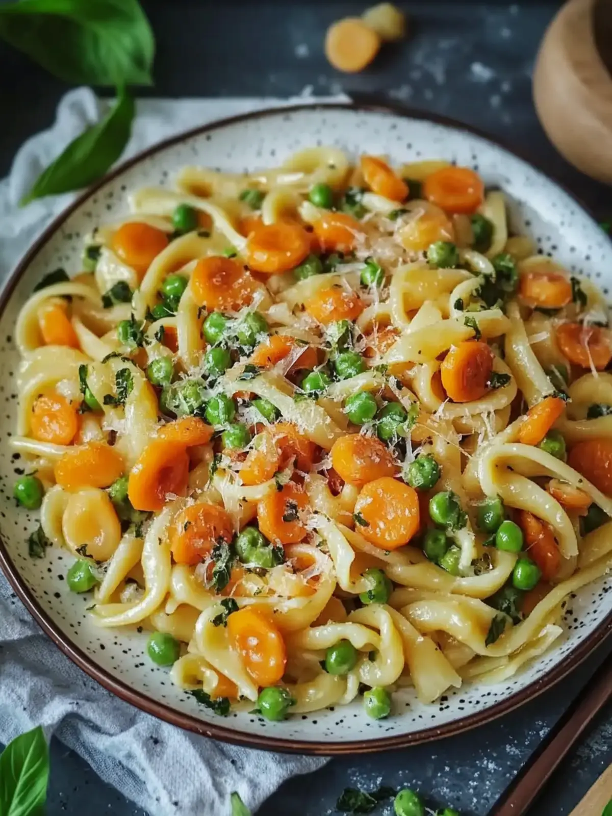 Eintopf-Pasta mit Erbsen und Karotten: Cremiger Genuss für jeden Tag 2 Eintopf-Pasta mit Erbsen und Karotten