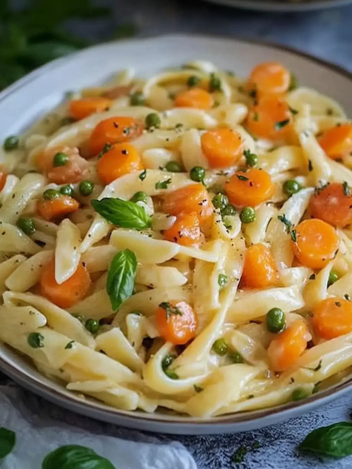 Eintopf-Pasta mit Erbsen und Karotten: Cremiger Genuss für jeden Tag 3 Eintopf-Pasta mit Erbsen und Karotten