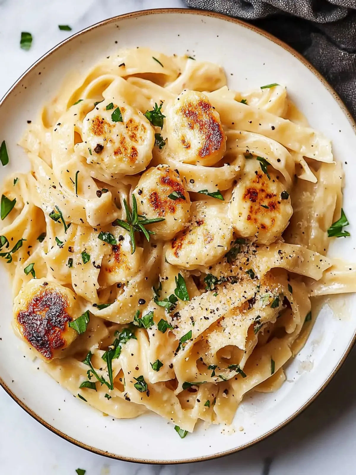 Cremige Mozzarella Jakobsmuschel Pasta für ihren perfekten Abend 4 Cremige Mozzarella Jakobsmuschel Pasta