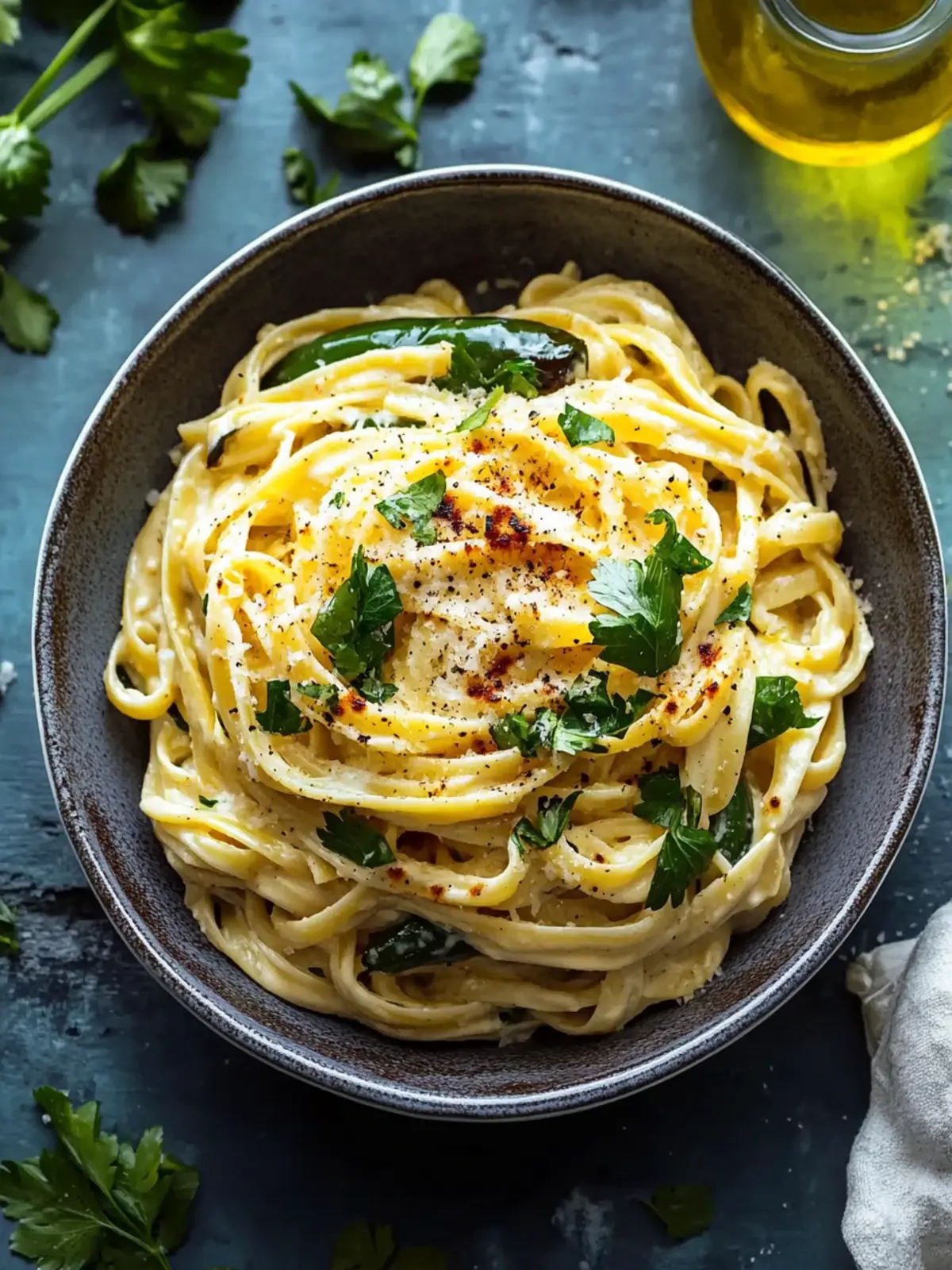 Cremige Pasta mit gerösteten Poblano-Paprikaschoten für Genießer 2 Creamy Pasta with Roasted Poblano Peppers