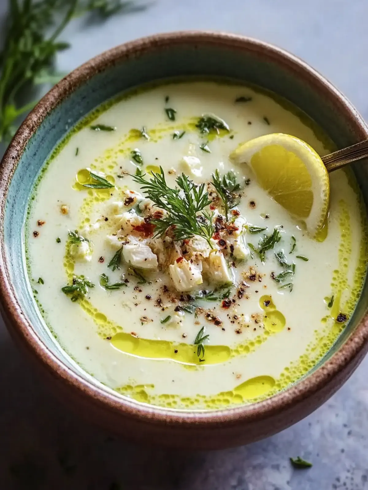 Cremige würzige griechische Avgolemono-Suppe für Gemütlichkeit 3 Cremige würzige griechische Avgolemono-Suppe