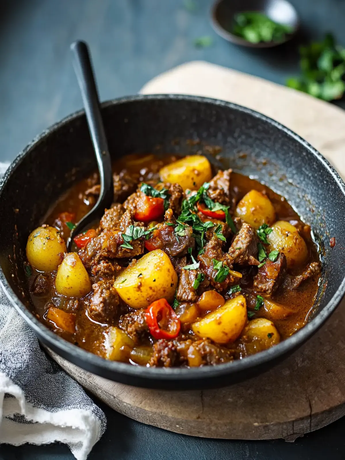 Bauernpfanne mit Hackfleisch, Kartoffeln und Paprika
