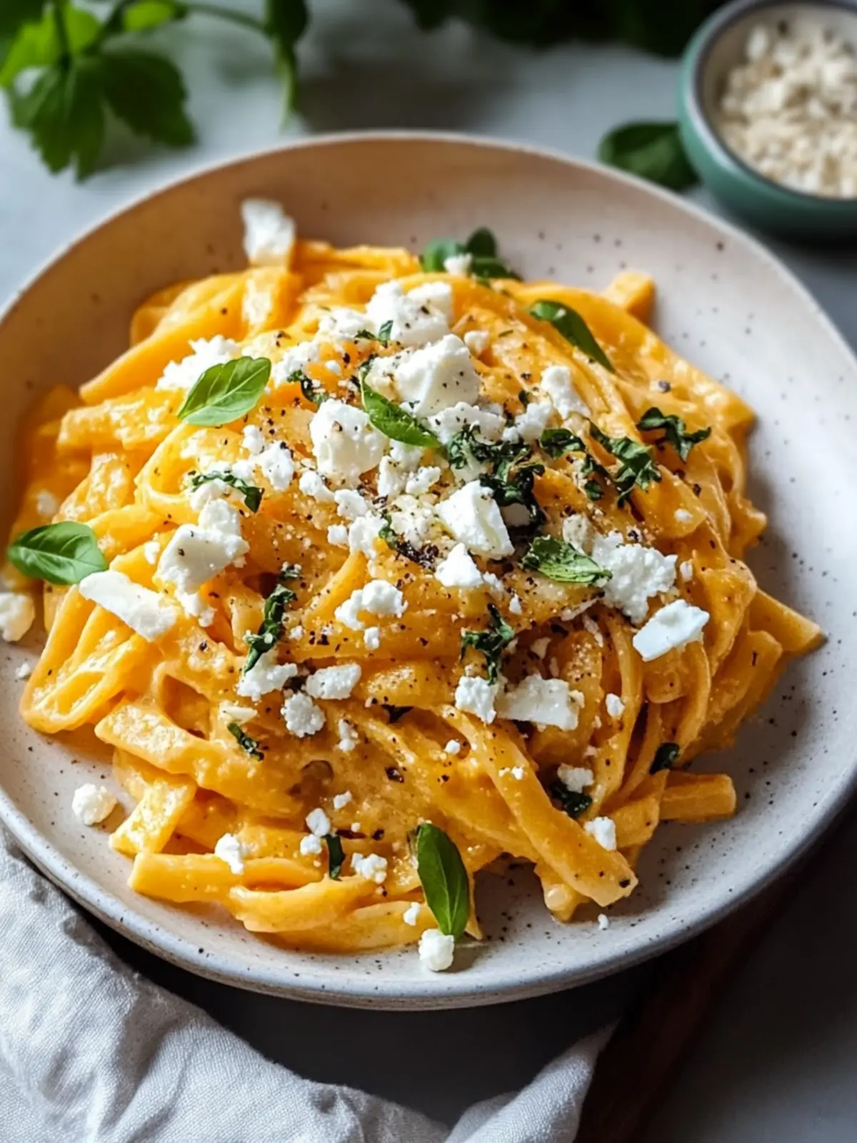 Nudeln mit Kürbissauce und Feta Rezept für Herbstzauber 3 Nudeln mit Kürbissauce und Feta Rezept