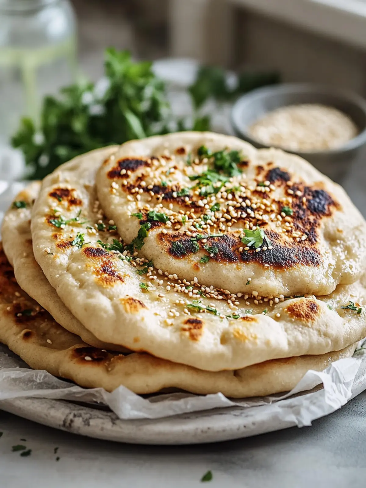 Vollkorn Naan Brot mit Sesam – Gesund, lecker und einfach! 4 Vollkorn Naan Brot mit Sesam