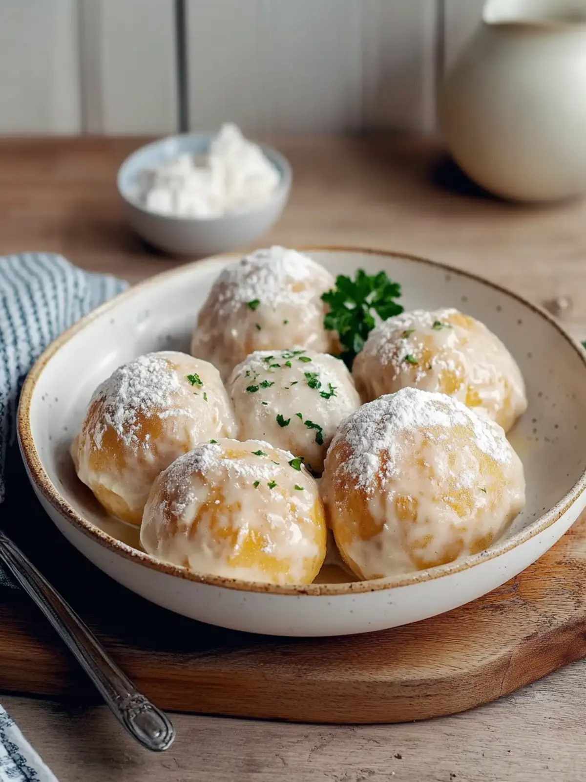 Geniale Brezelknödel mit köstlicher Pilzrahmsoße 4 Brezelknödel