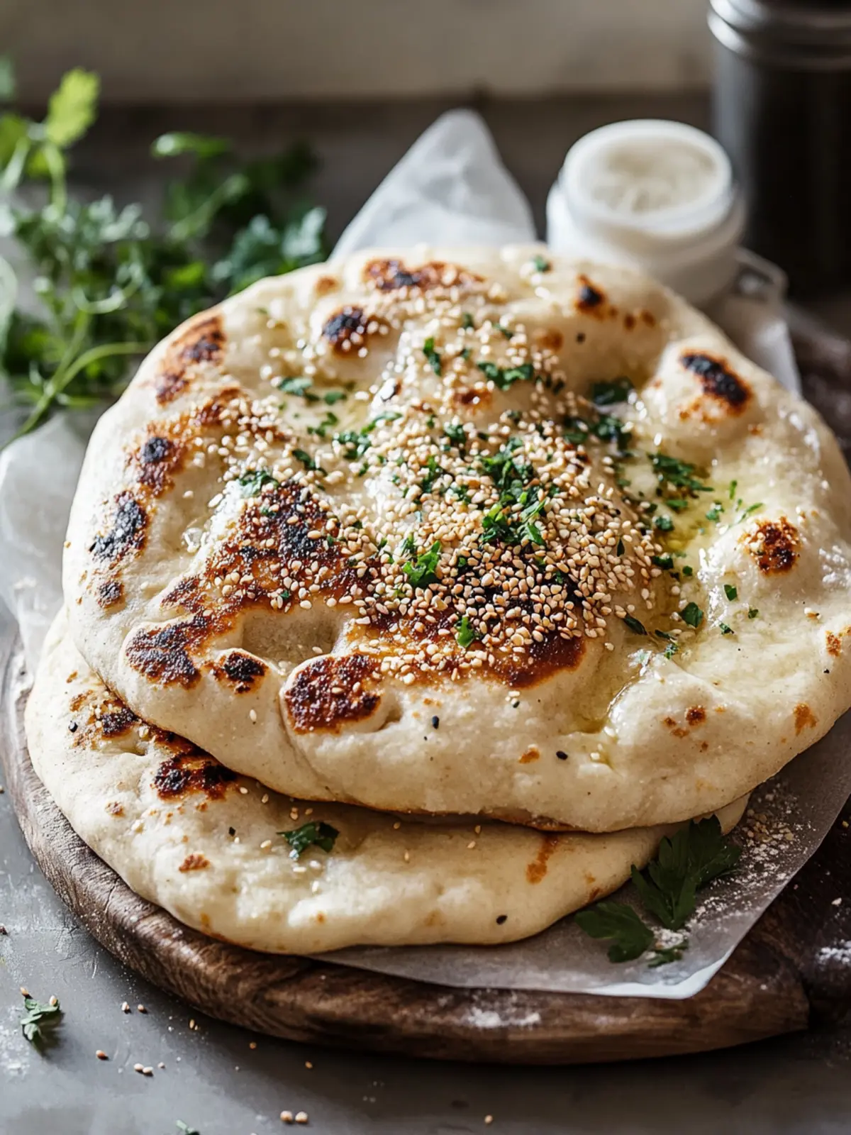 Vollkorn Naan Brot mit Sesam – Gesund, lecker und einfach! 2 Vollkorn Naan Brot mit Sesam