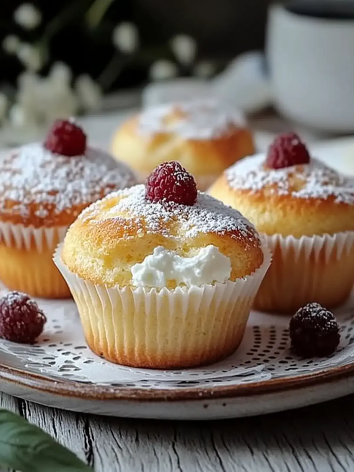 Muffins mit Quark und Vanillepudding – Einfach Himmlisch! 4 Muffins with quark and vanilla pudding