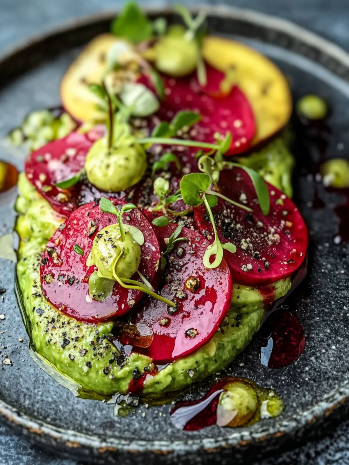 Rote-Bete-Carpaccio auf Avocado-Creme – Gesund und lecker genießen 4 Rote-Bete-Carpaccio auf Avocado-Creme