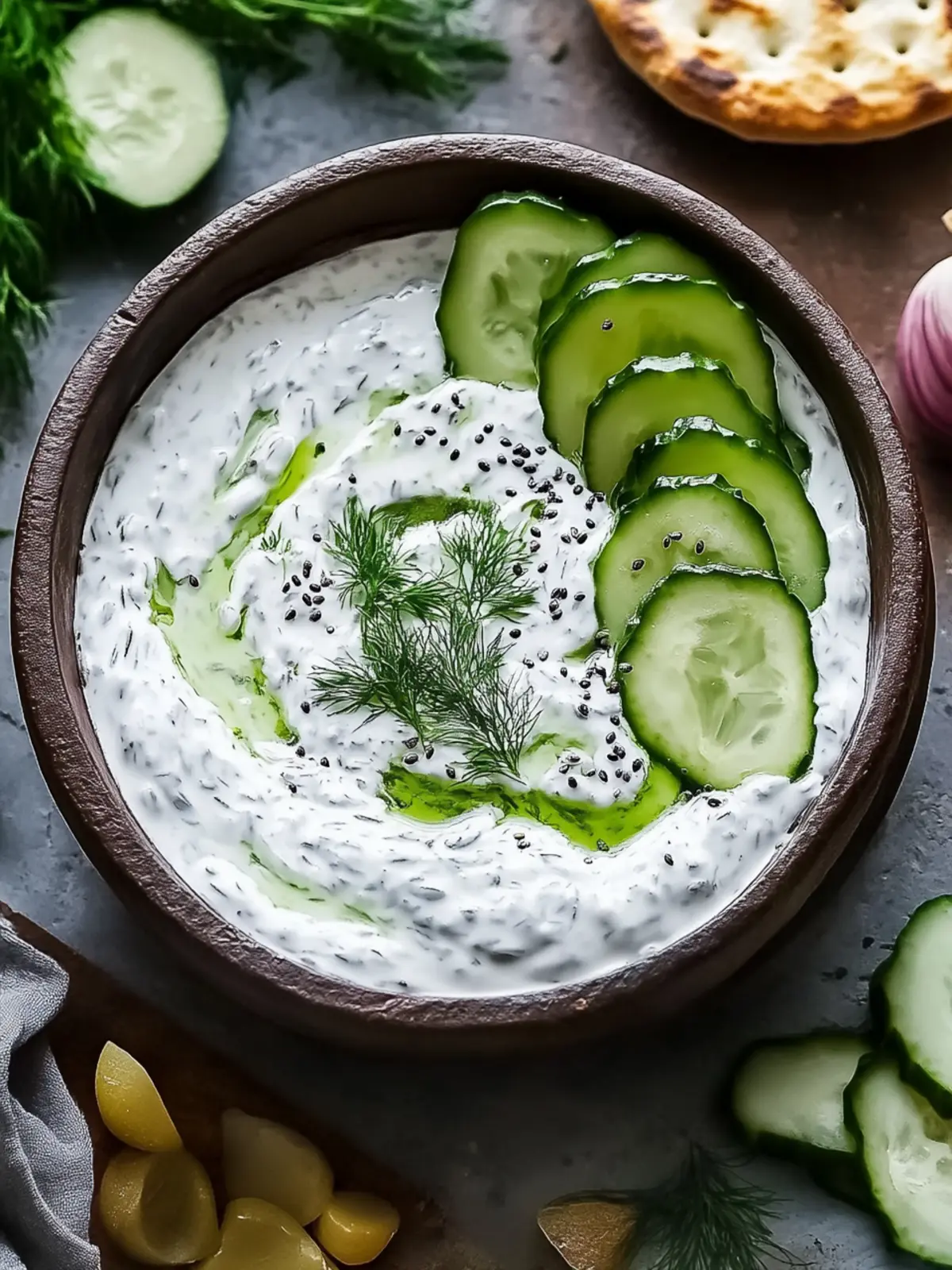 Erfrischender Joghurt-Gurken-Dip: Gesund in 10 Minuten! 4 Joghurt-Gurken-Dip