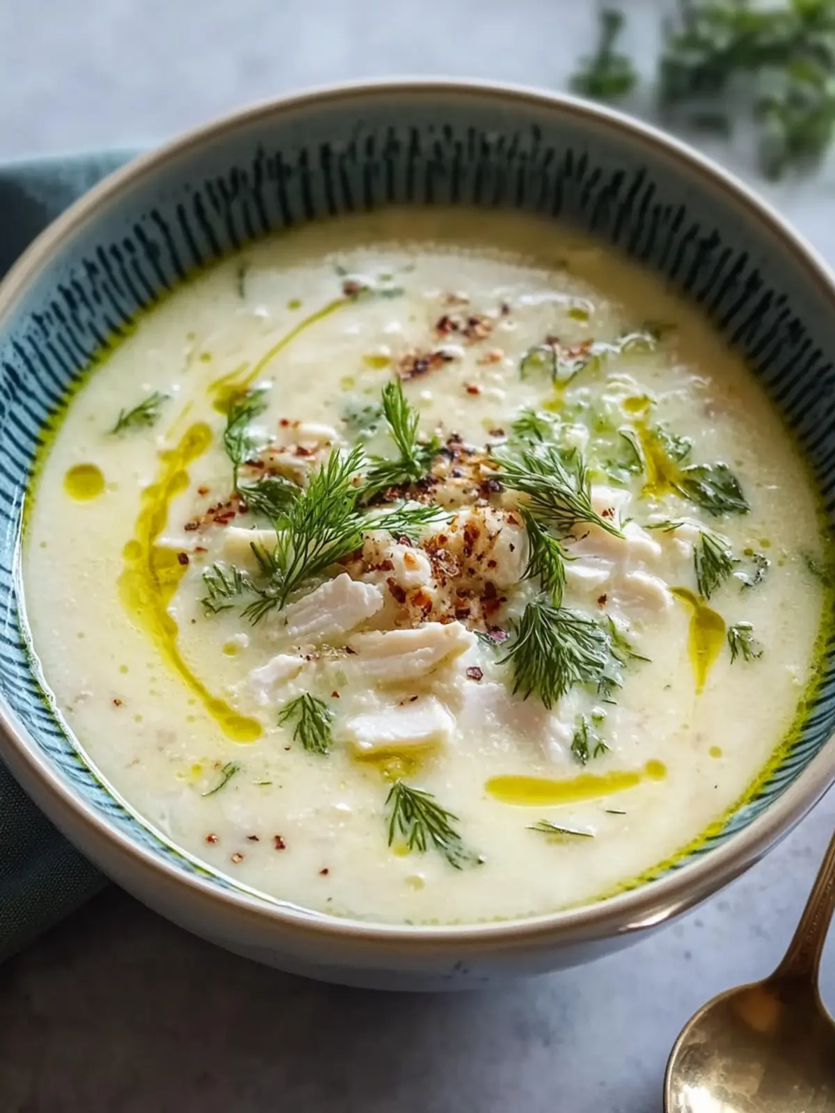 Cremige würzige griechische Avgolemono-Suppe für Gemütlichkeit 4 Cremige würzige griechische Avgolemono-Suppe