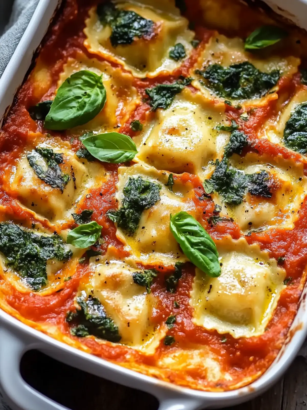 Ravioli Casserole mit Tomaten und Spinat: Schnell & Lecker 2 Ravioli casserole with tomatoes and spinach