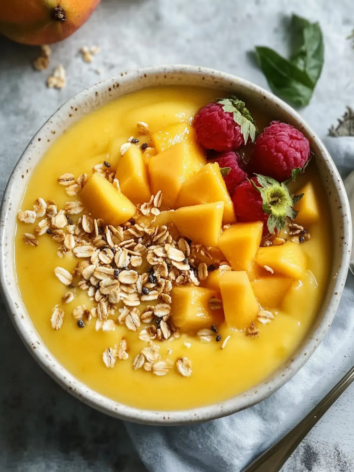 Mango-Ananas-Smoothie-Schüssel: Tropical Genuss zum Wohlfühlen 3 Mango Ananas Smoothie Schüssel