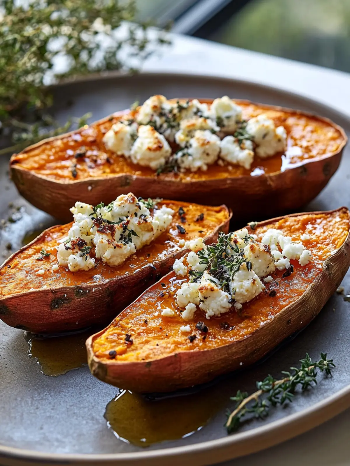 Gebackene Süßkartoffeln mit Honig & Feta – Einfach unwiderstehlich! 3 Baked sweet potatoes with honey & feta