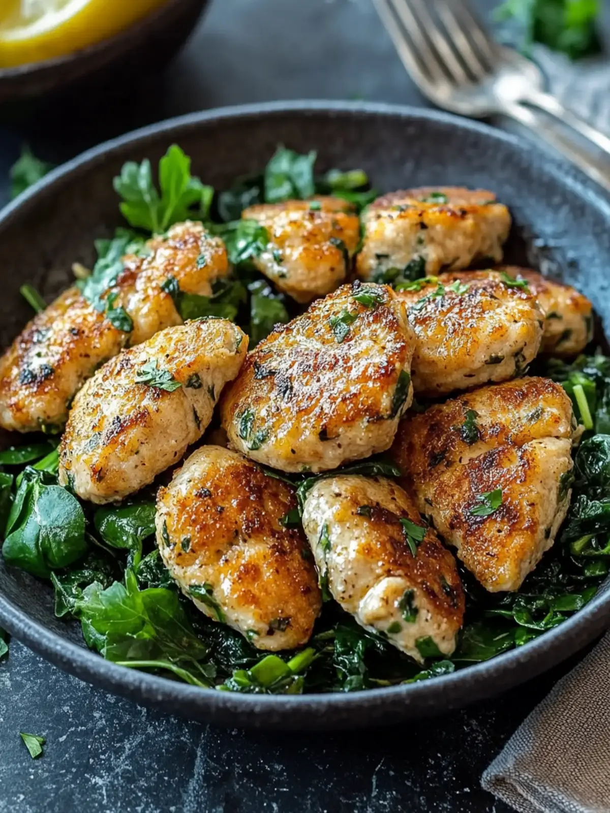 Low-Carb-Hühnchen-Spinat-Frikadellen für Gesunde Genussmomente 3 Low-Carb-Hühnchen-Spinat-Frikadellen