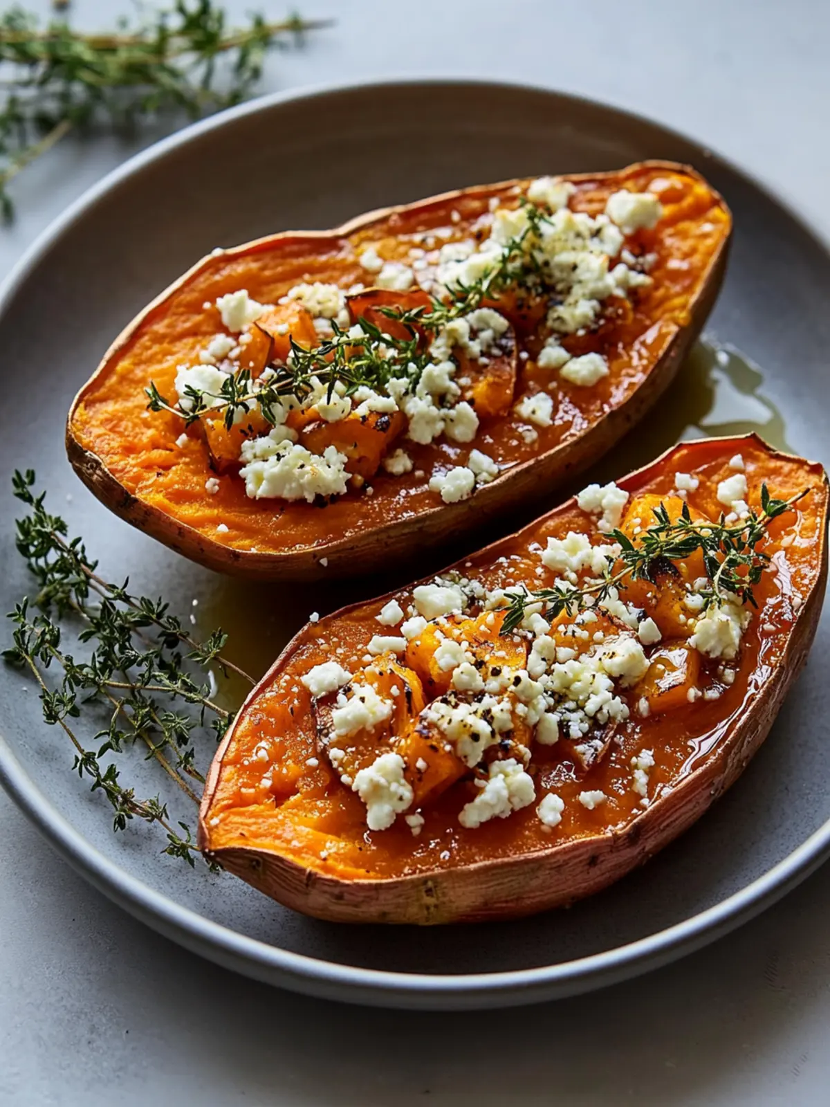 Gebackene Süßkartoffeln mit Honig & Feta – Einfach unwiderstehlich! 2 Baked sweet potatoes with honey & feta