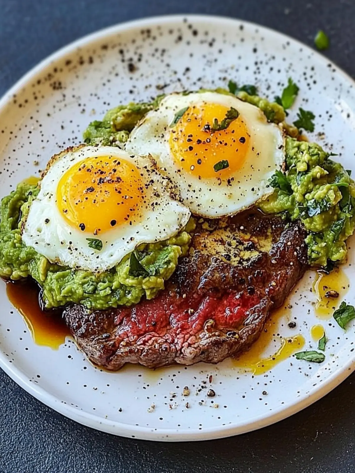 Frühstücksflanksteak und Eier mit Guacamole für einen Energiekick 2 Frühstücksflanksteak und Eier mit Guacamole